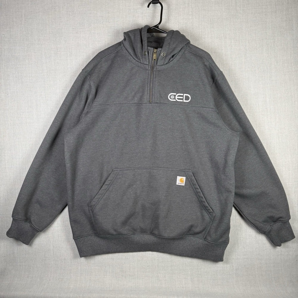 Carhartt Hoodie Men's Size XL Gray Rain Defender Quarter Zip Pullover Loose Fit
